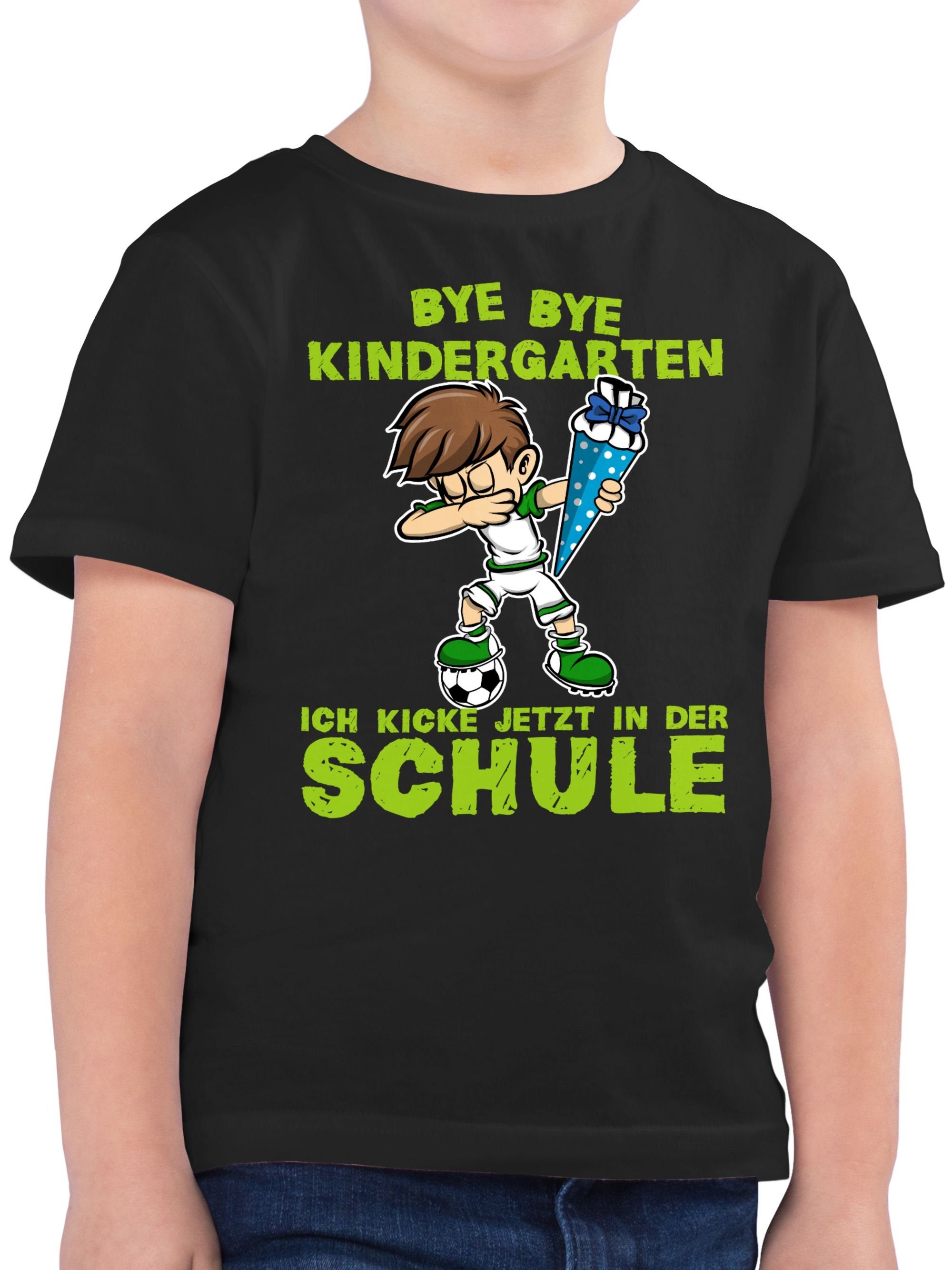Shirtracer T-Shirt Bye Bye Kindergarten ich kicke jetzt in der Schule Dabbing Junge Fußba (1-tlg) Einschulung Junge Schulanfang Geschenke