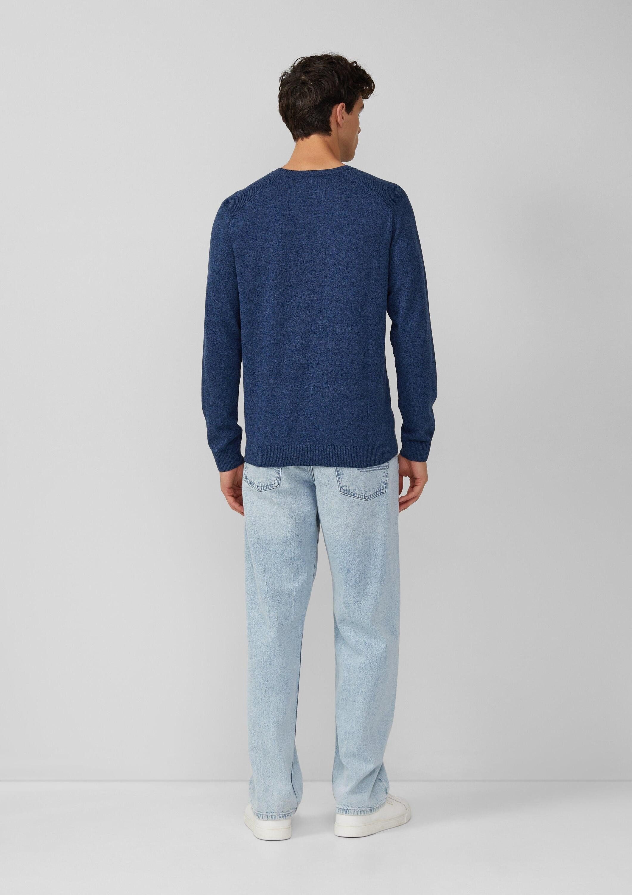 s.Oliver Longpullover Strickpullover Pullover aus Moulinéstrick mit Crew Neck und Raglanärmeln