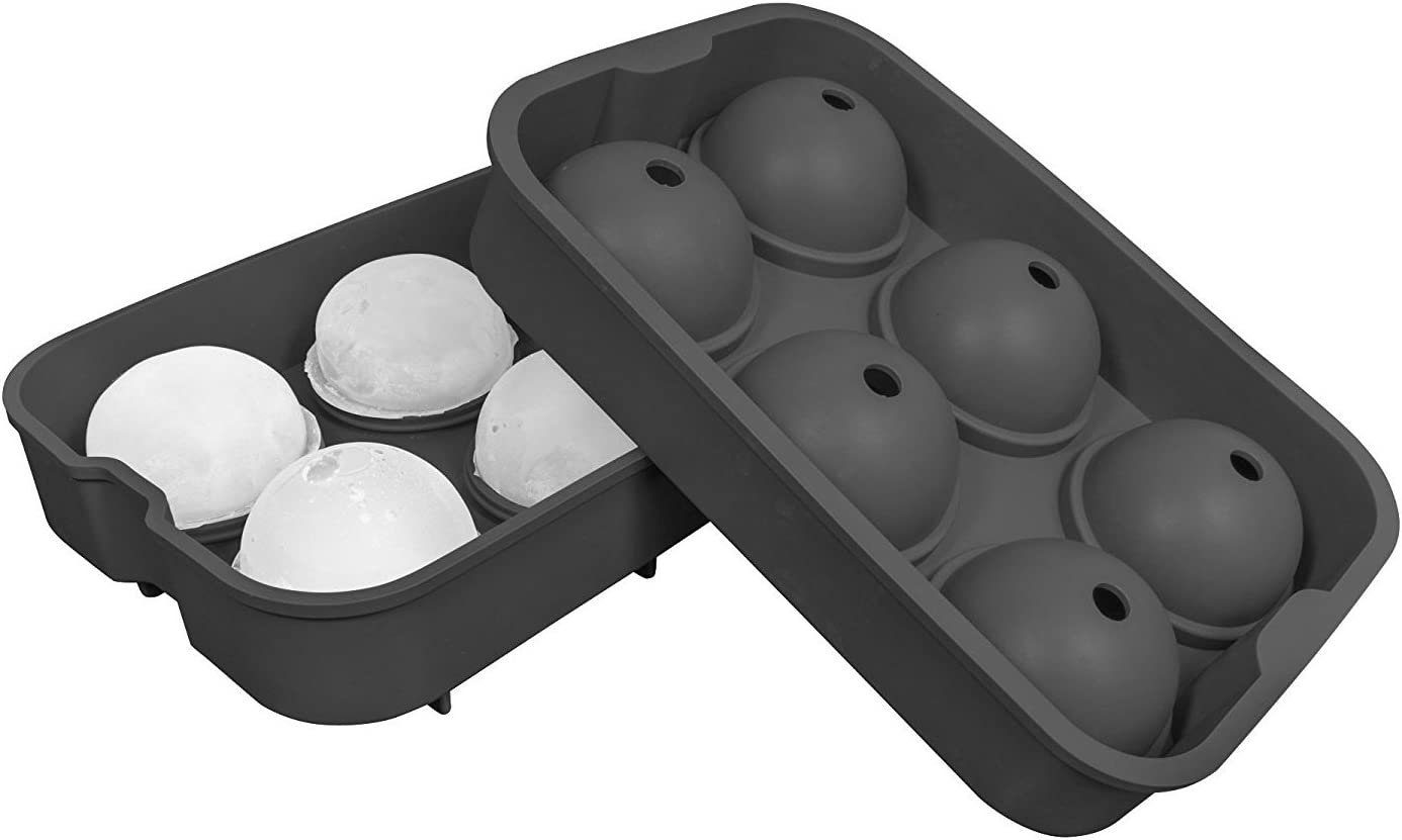 OISHII Eiswürfelform XXL Eiswürfel-Form aus Silikon für 6 große Eiskugeln Rund, 4,5 cm, (2-tlg) schwarz