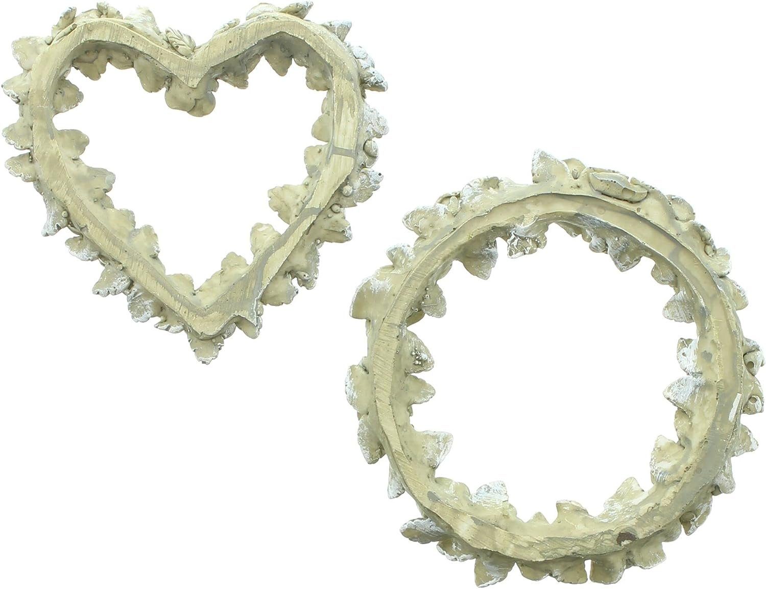 Dekoleidenschaft Dekokranz & Dekoherz "Rosen" aus Polyresin, wetterfest, Wandschmuck, Türschmuck, Grabschmuck, Dekoset, Gartendeko für Draußen