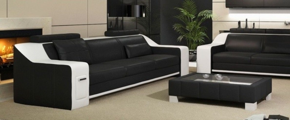 luxus Modern in Sitzer Made Sofa JVmoebel 3+2+1 Schwarz-weiße Europe Sofagarnitur Neu, Design