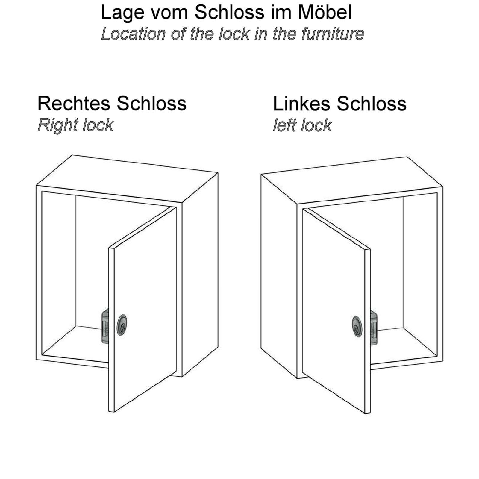 SO-TECH® Möbelschloss PZ Aufschraub-Riegelschloss Anschlag rechts/links (1-tlg), inkl. Schließblech, Dornmaß 25 mm