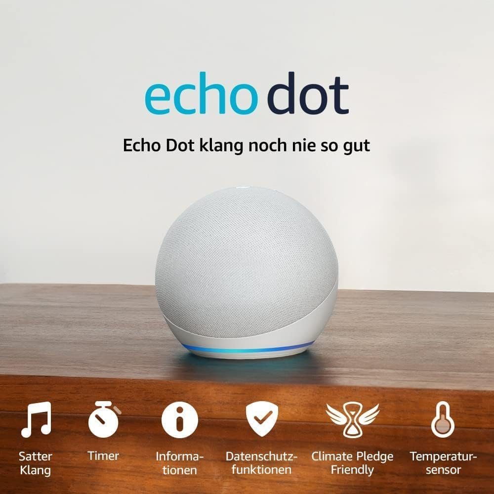 Amazon Echo Dot 5. Generation Smart Alexa Stoff Speaker Anthrazit weiß  Bluetooth-Lautsprecher