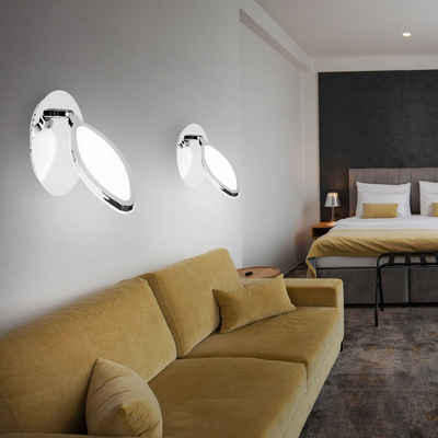 etc-shop LED Wandleuchte, 2x LED Wand Leuchten Wohn Zimmer Bad Akzent Chrom Lampen Spot Strahler