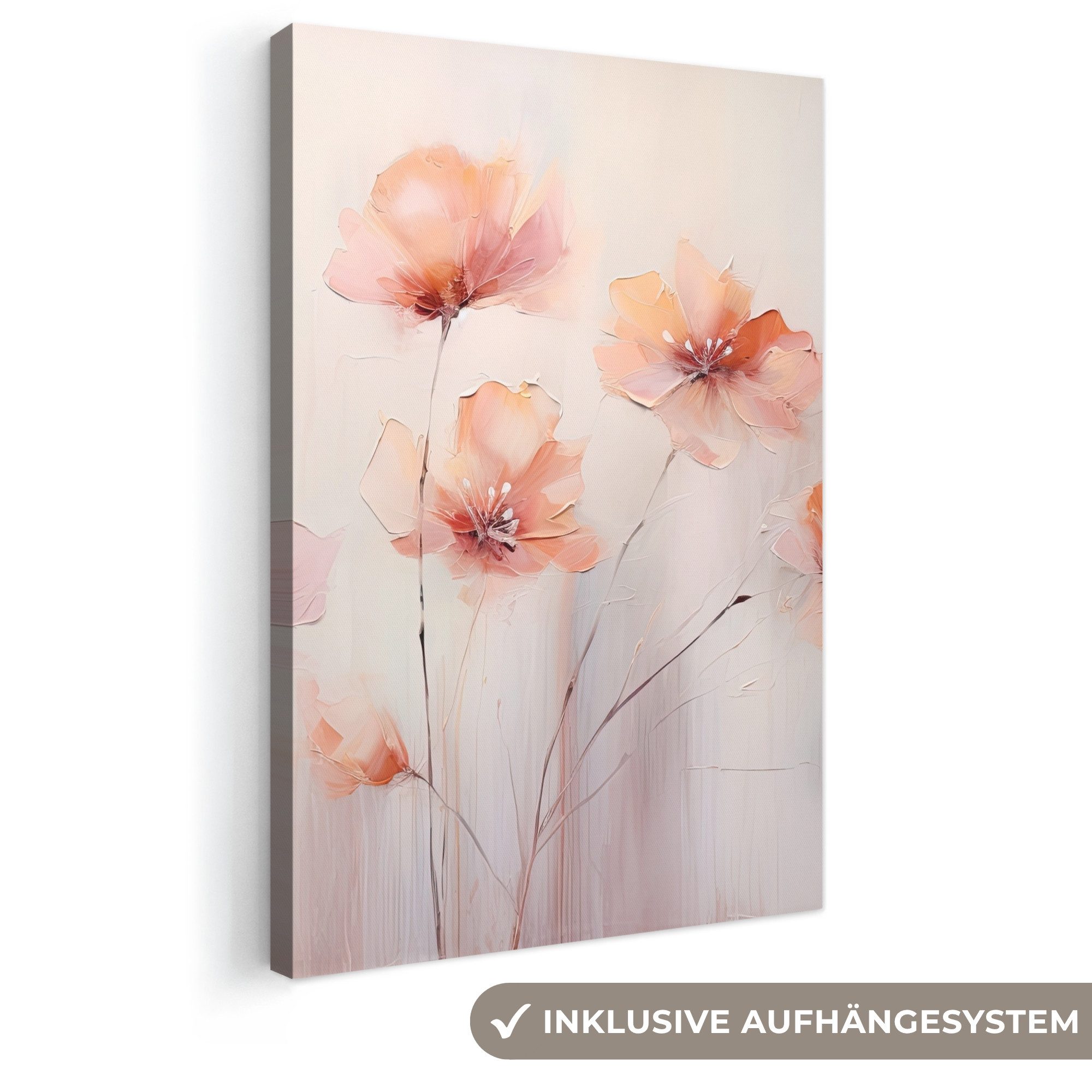 OneMillionCanvasses® Leinwandbild Mohn - Blumen - Kunst - Abstrakt - Aquarell, Fotodruck (1 St), Leinwand Canvas Wandbild, Wanddekoration 20x30 cm