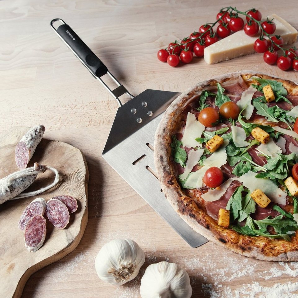 Navaris Backschaufeln Faltbare Pizzaschaufel aus Edelstahl, 46x18 cm, auch  für Grill