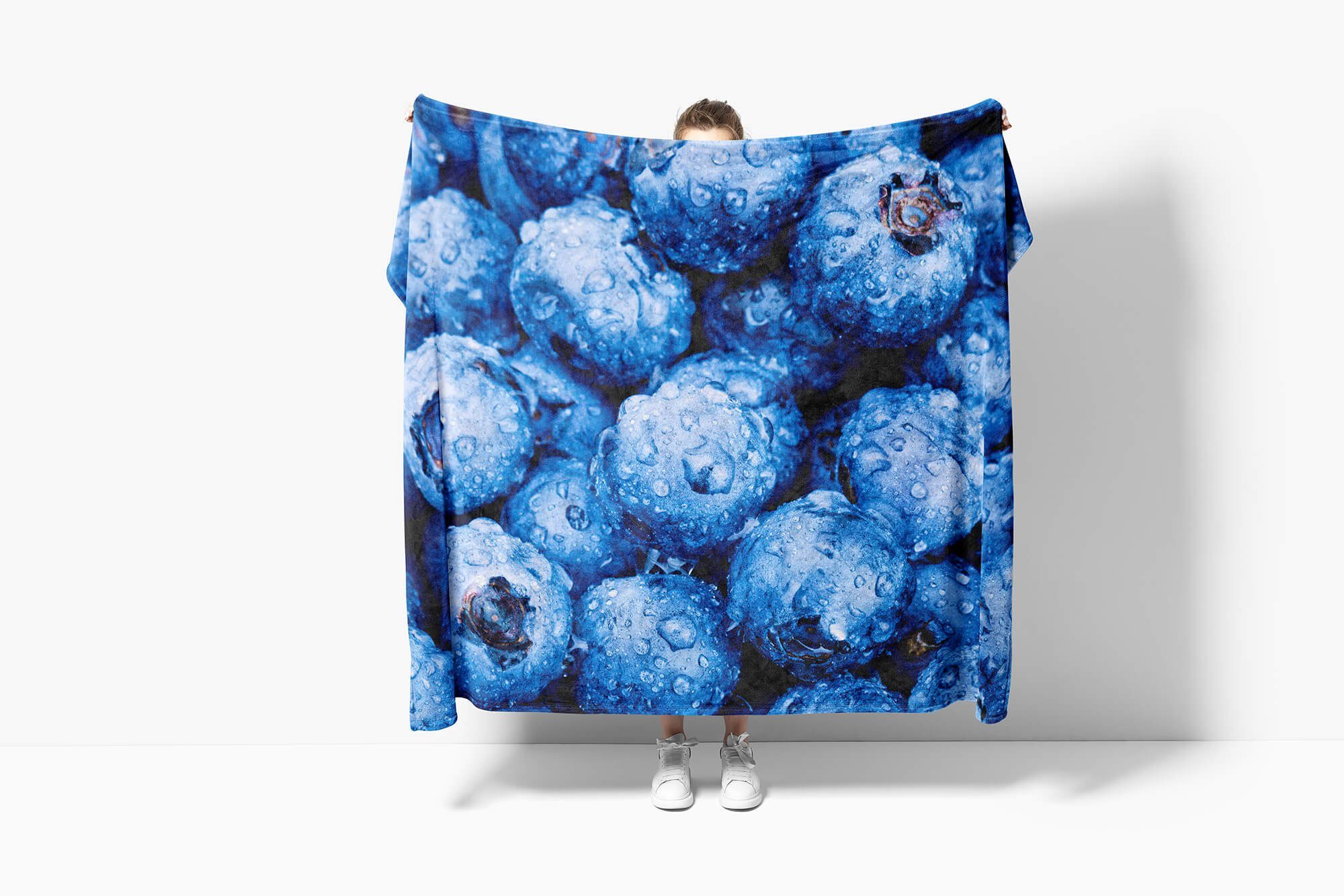mit Kuscheldecke Blaubeeren Strandhandtuch Handtuch Handtuch (1-St), Baumwolle-Polyester-Mix Art Sinus Handtücher Saunatuch Früchte, Fotomotiv