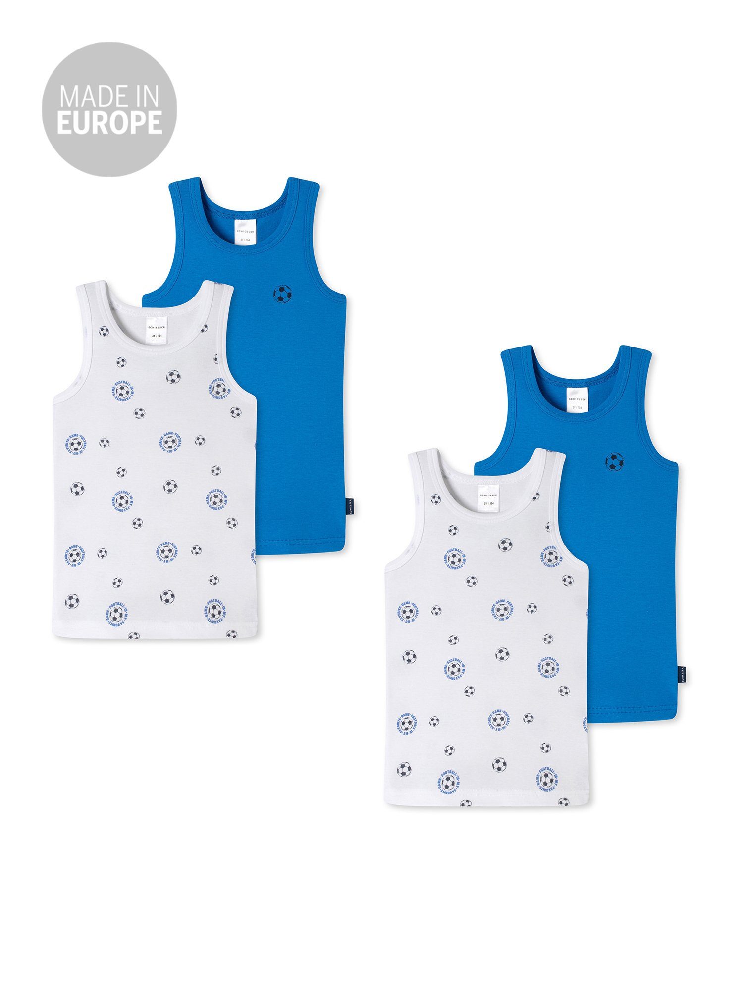Schiesser Unterhemd Allday Basic (4-St) weiß/blau