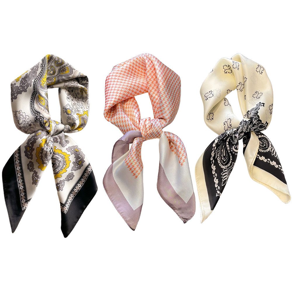 Zaewry Seidentuch Damen Seide Gefühl Schal Halstuch Schal Frauen Seidenschal, (3-St), Seidentuch Scarf Bandana Taschentuch Ansatz Handgelenk