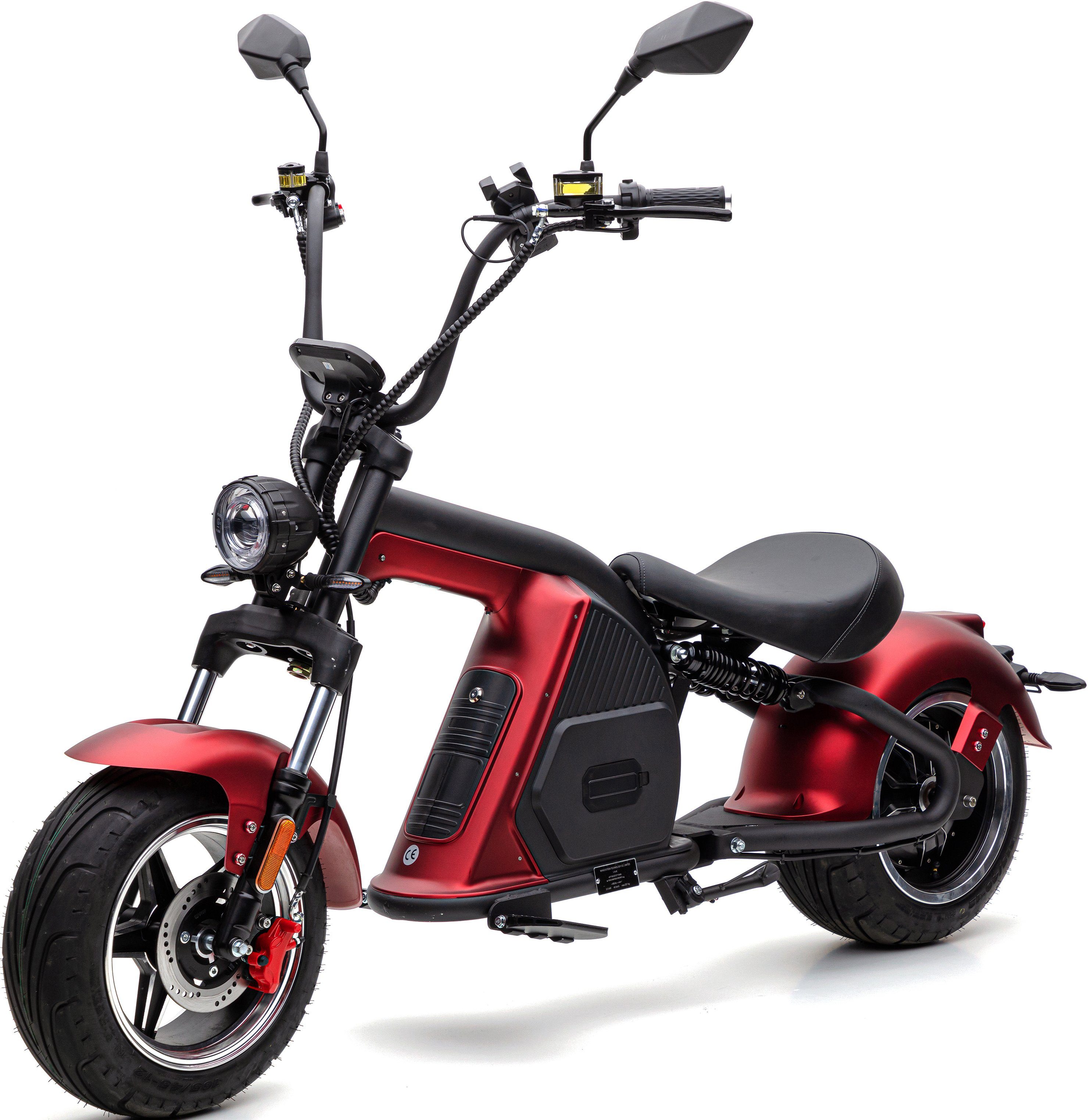 ECONELO EMotorroller CHOPPER PXD 8, 2000 W, 45 km/h, bis zu 60 km Reichweite, Lenkrad