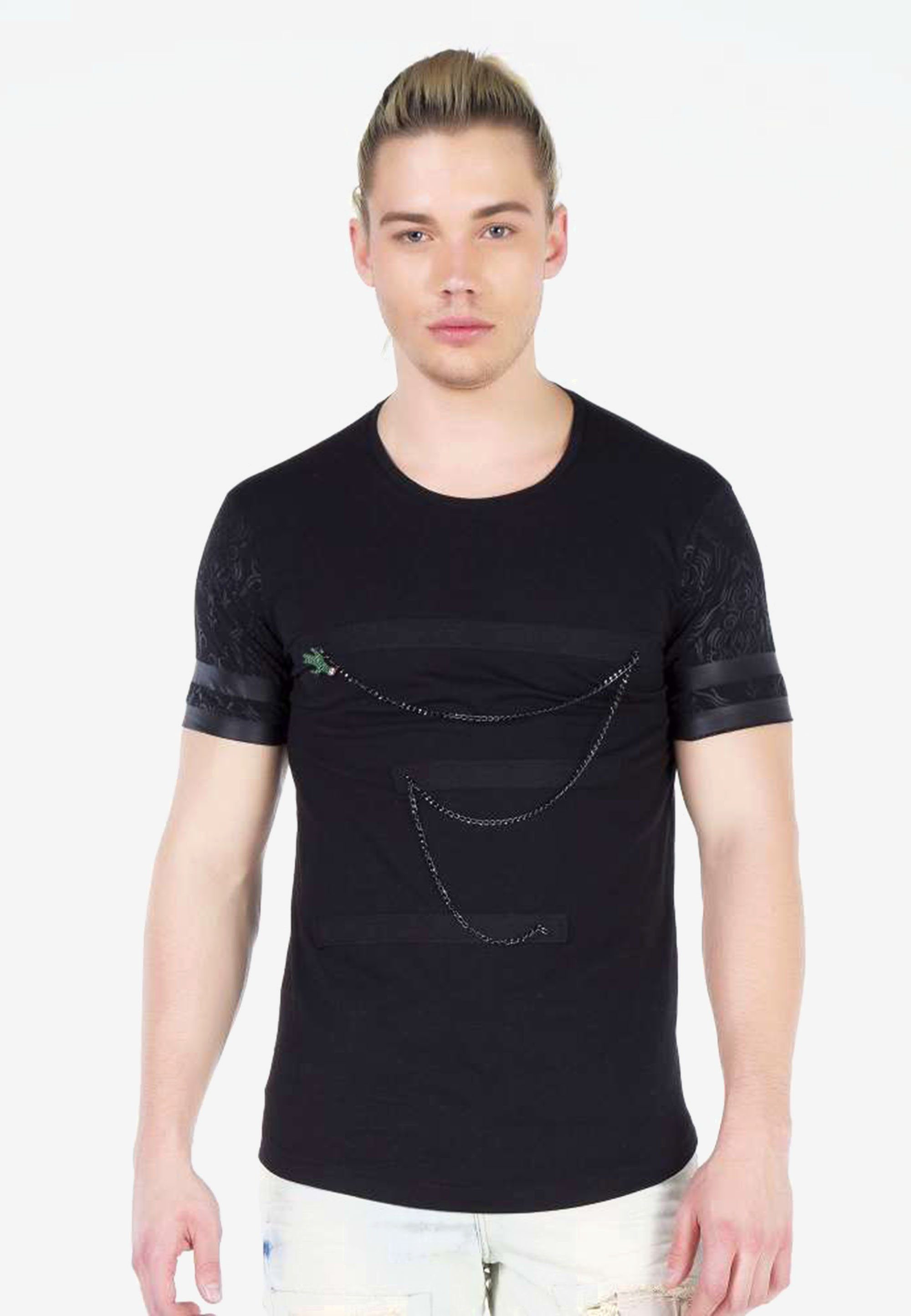 schwarz mit coolem T-Shirt & Baxx Ketten-Detail Cipo