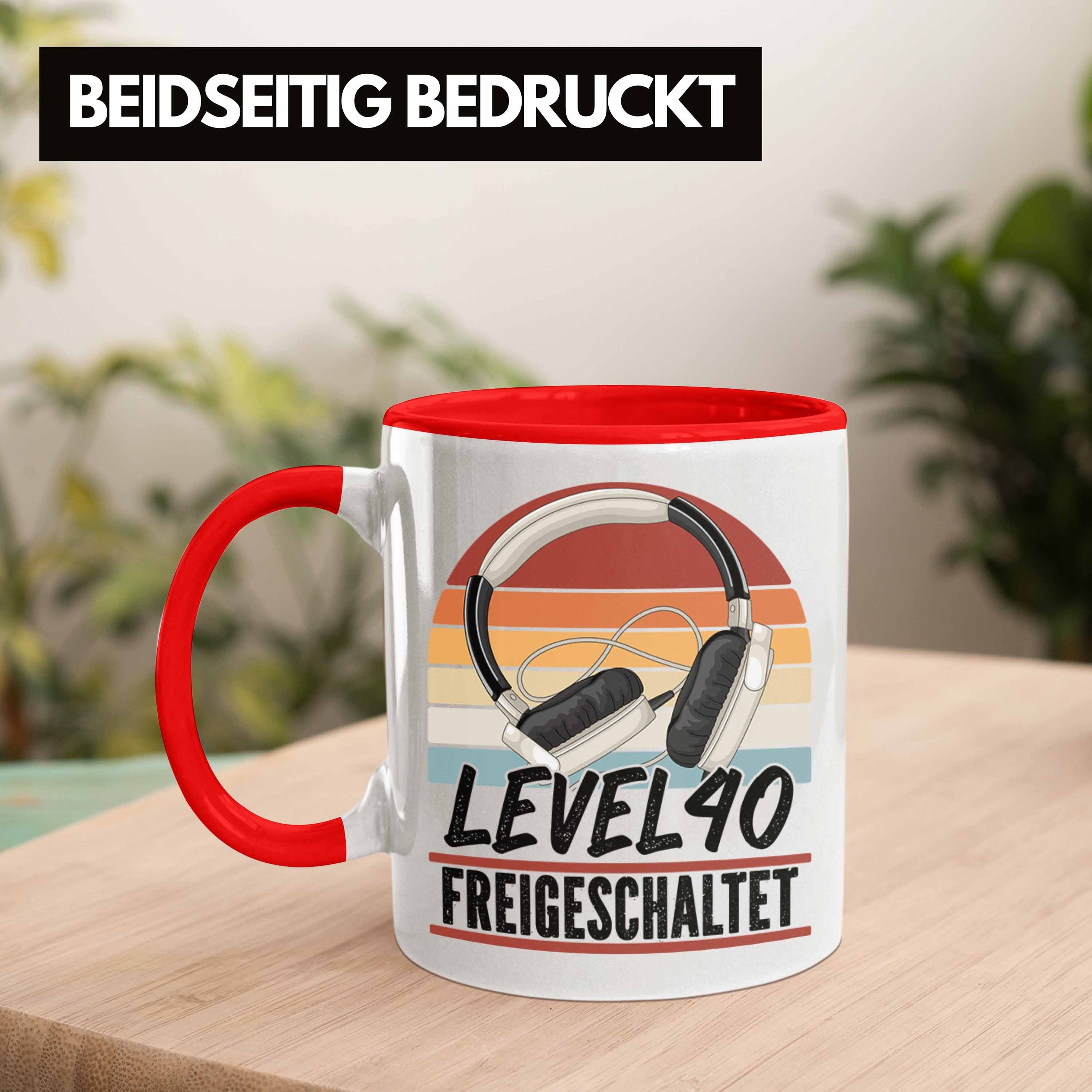 Trendation Tasse 40. Geburtstag Geschenk Kaffee-Becher Gaming Geburts Gamer 40er Rot Männer