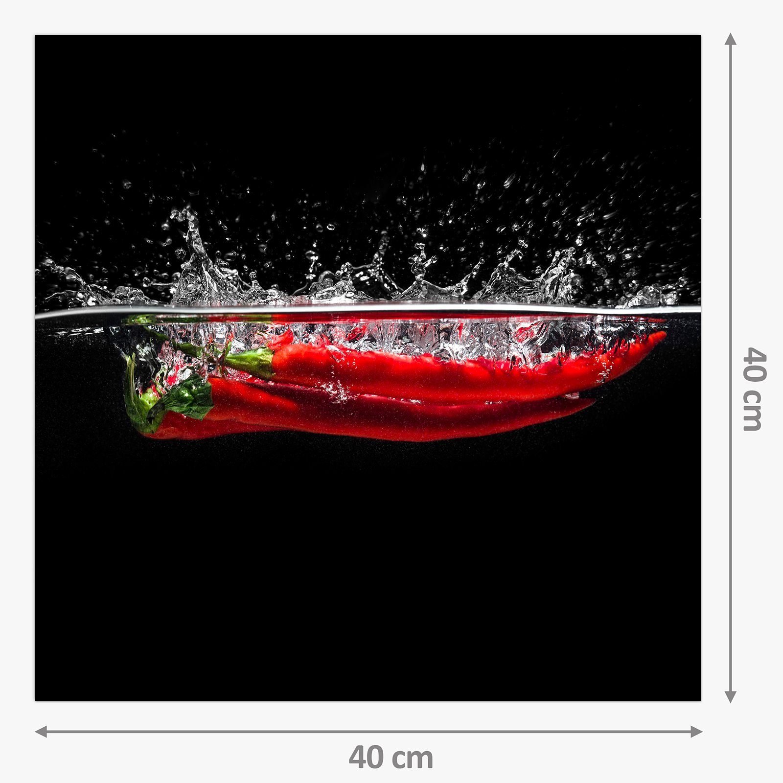 Spritzschutz Küchenrückwand Primedeco Chili Küchenrückwand im Drei Glas Wasser Motiv mit