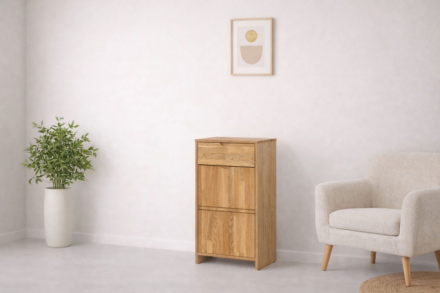 OTTO home Schuhschrank Maximus:Fronten & Oberdeckel aus Massivholz, Korpus aus Melamin, Flur B/T/H:50/38/90cm, 3 Fächer & 1 Schublade, einlegeboden variabel