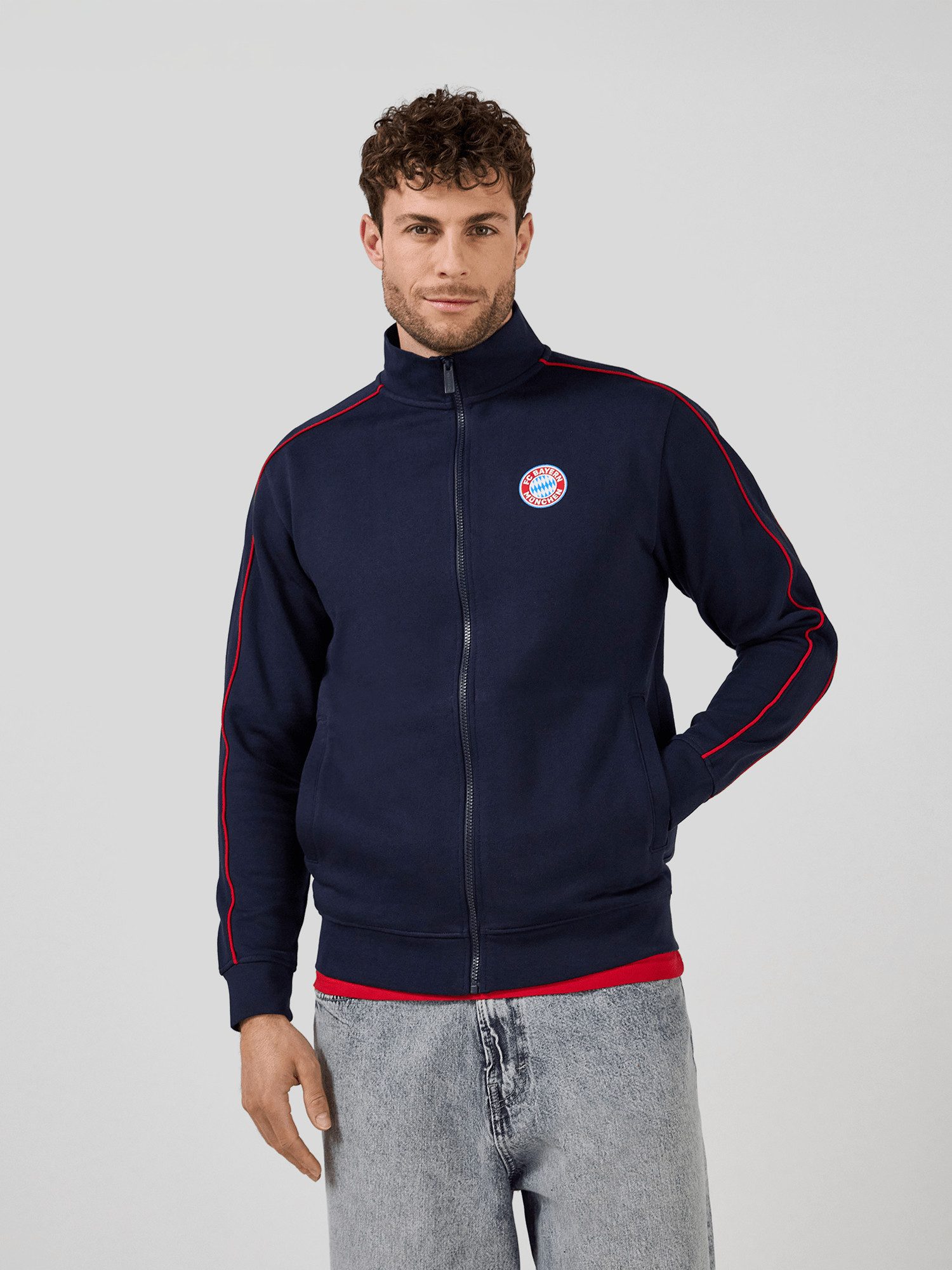 FC Bayern München Kapuzensweatjacke FC Bayern München, Zip-Jacke Essentials, Herren, Navy