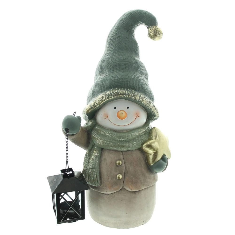 Home-trends24.de Dekofigur LED Schneemman mit Laterne Weihnachten Winter Deko 43 cm