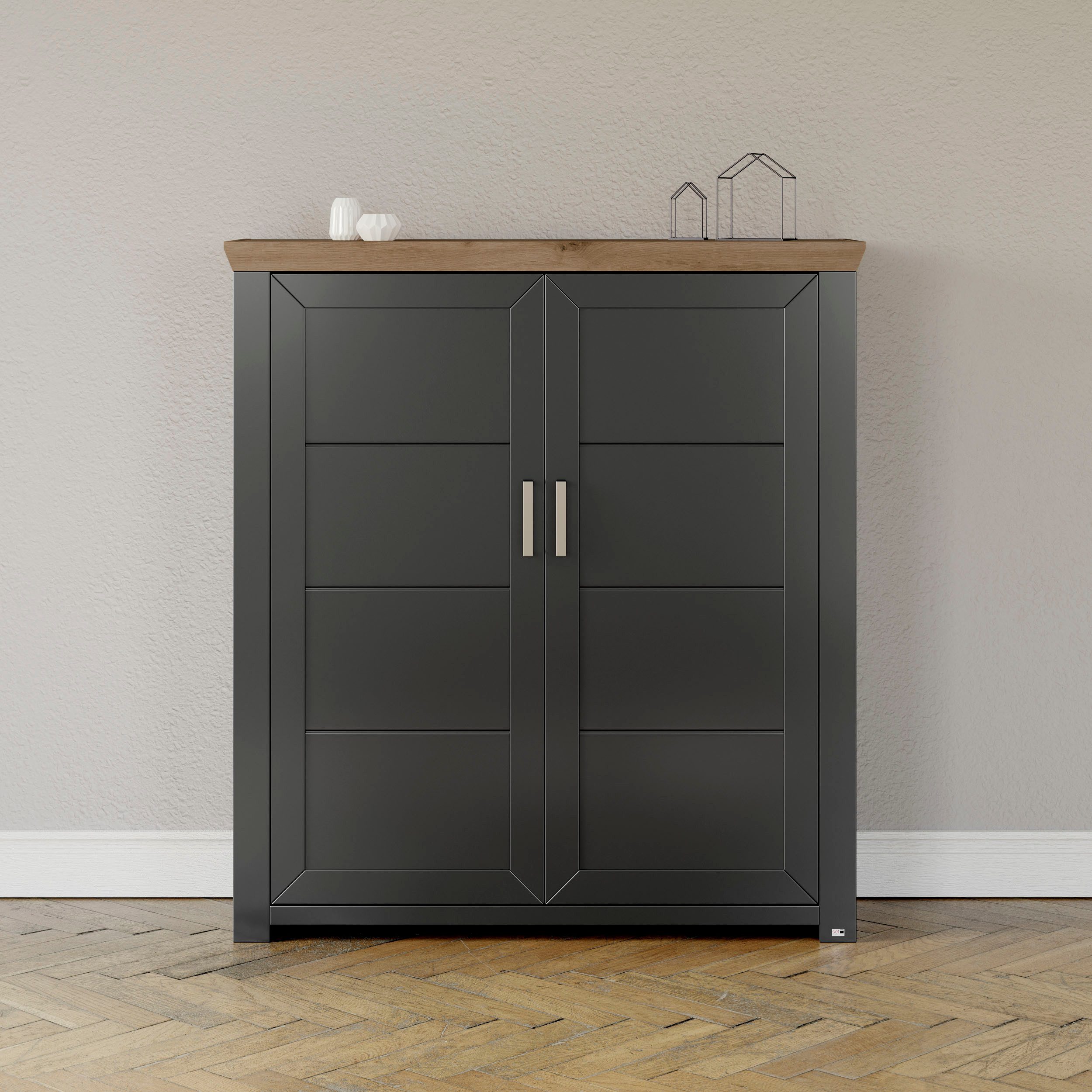 set one by Musterring Highboard York, Typ 19, mit 3 Schubkästen und Flaschenregal, Landhausstil, B 129cm