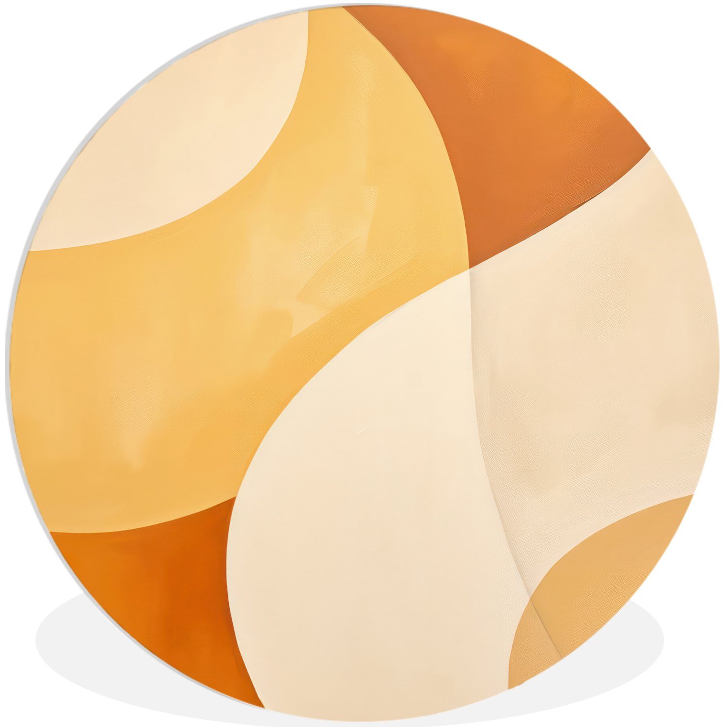 Wohnzimmer, St), Gemälde MuchoWow cm Abstrakt Orange, - Forex, (1 - Rundes - Beige 30x30 Modern Kreis - Wandbild, Muster Wanddekoration