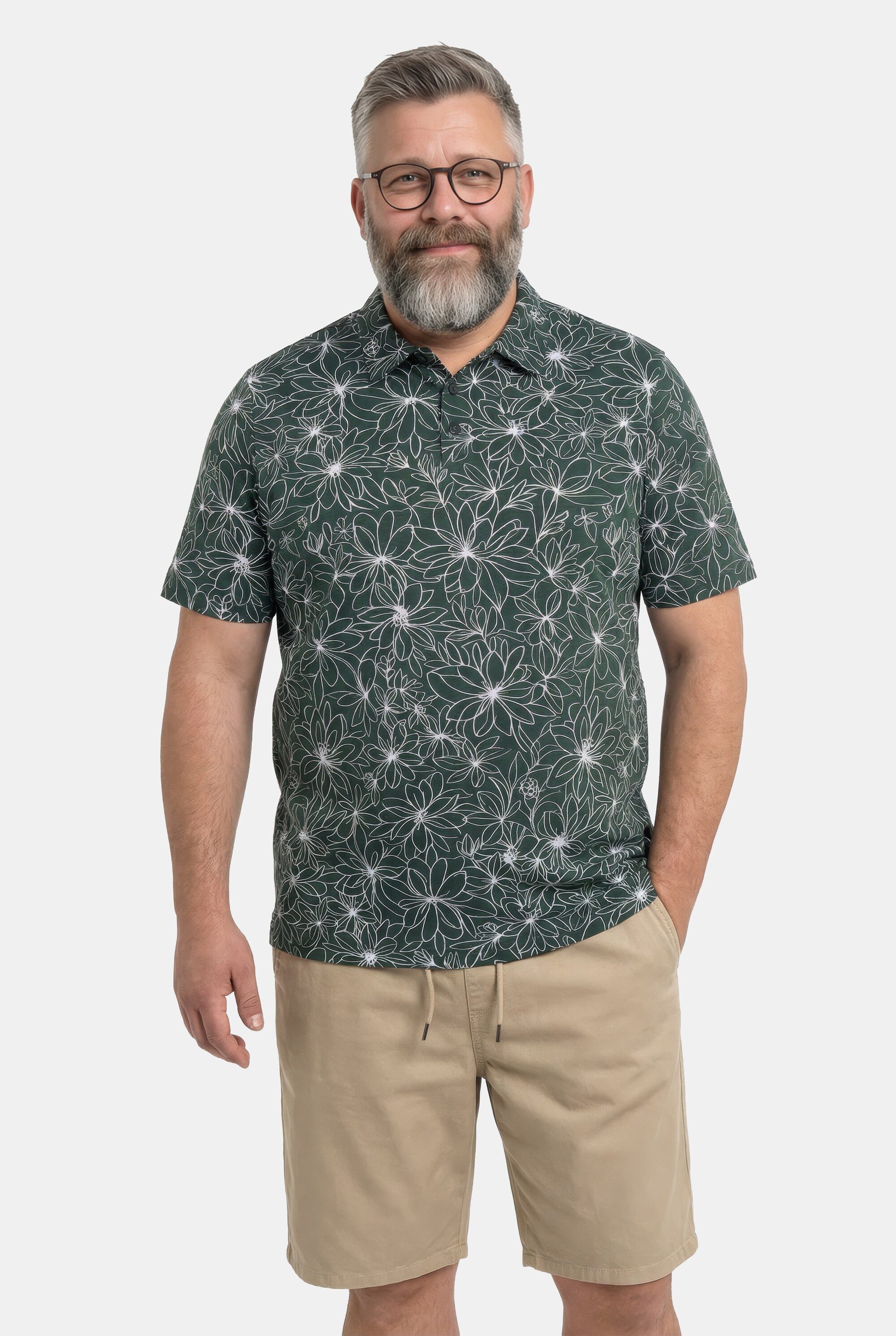 Poloshirt Poloshirt Alloverprint Halbarm bis 8 XL