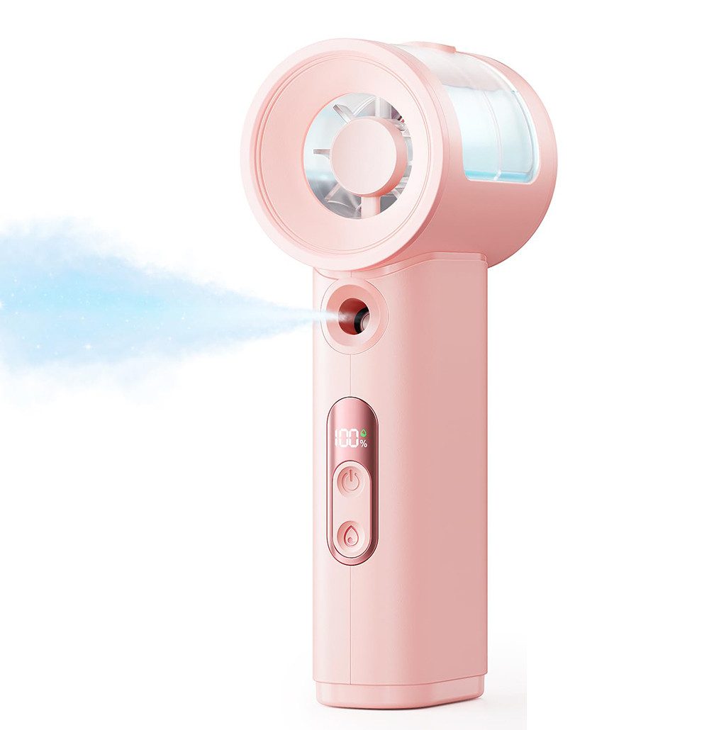nsihing Handventilator Tragbarer Hand-Sprühventilator,kompaktes Mini,5 Geschwindigkeitsstufen, Handventilator mit Sprühfunktion, ideal für Reisen und Outdoor