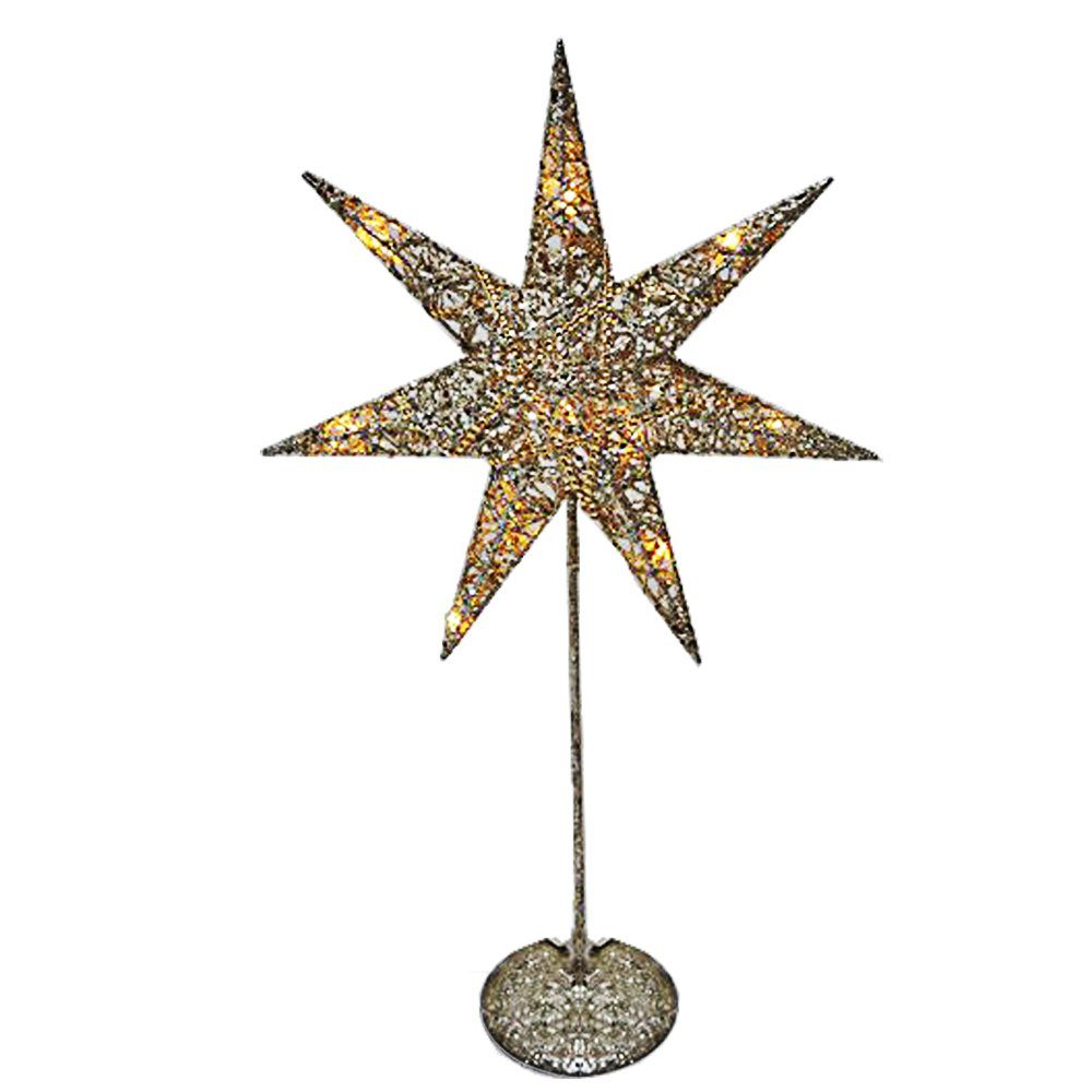 Harms Import LED Dekolicht, LED Weihnachts Tisch Steh Leuchte Advents Stern Lampe silber gold Deko