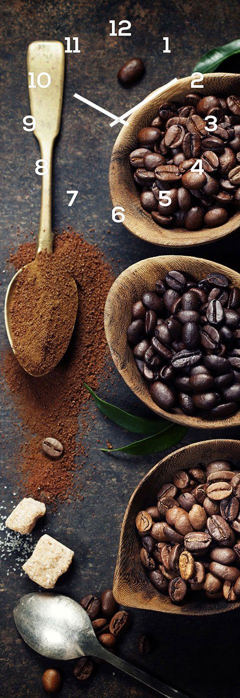 Levandeo® Wanduhr (Wanduhr Glas 20x60cm Braun Kaffee Coffee Glasuhr Küche B günstig online kaufen