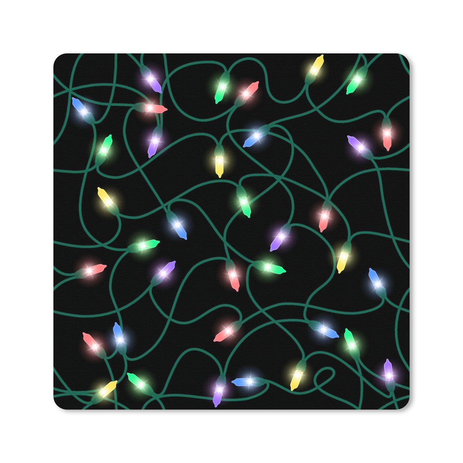 MuchoWow Gaming Mauspad Leuchtschnur - Weihnachten - Pastell - Muster (1-St), Gaming, Rutschfester Unterseite, Mausunterlage, 50x50 cm, XXL, Großes