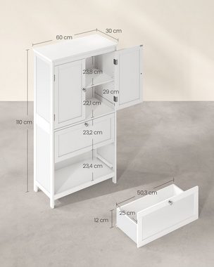 VASAGLE Badkommode Badezimmerschrank, mit 2 Türen und 2 Schubladen