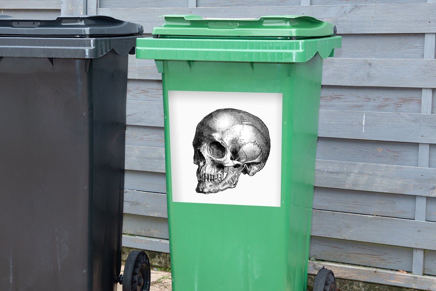 St), Mülleimer-aufkleber, Sticker, Abfalbehälter Schädels Wandsticker MuchoWow Container, eines menschlichen (1 Gravur Mülltonne,