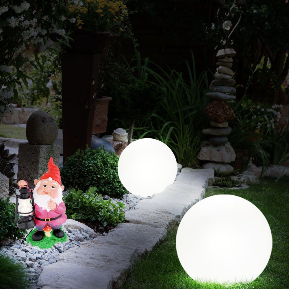 etc-shop LED Gartenleuchte, Lampen 3er Leuchten Neutralweiß, Set Zwerg Kugel Steck LED Solar verbaut, fest LED-Leuchtmittel Garten