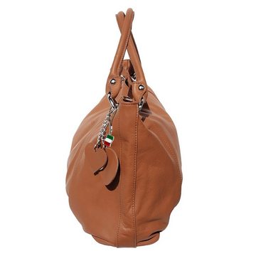 FLORENCE Schultertasche Florence Echtleder Hobo Bag Damen tan (Schultertasche), Damen Leder Schultertasche, Henkeltasche, tan, braun ca. 42cm