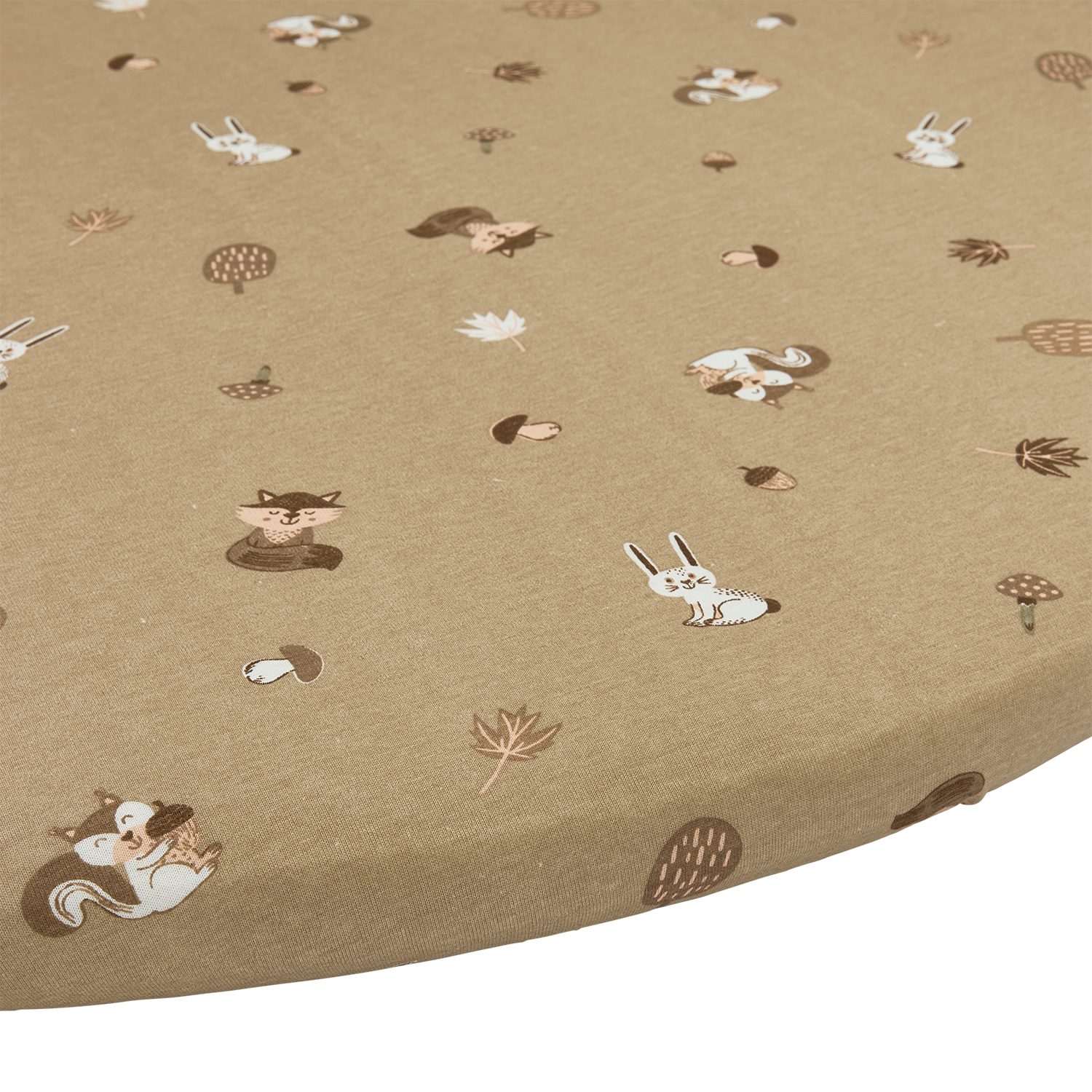 Meyco Baby Spannbettlaken Forest Animals Sand, Jersey, Gummizug: Rundum, (1 Stück), Rond 90/95cm