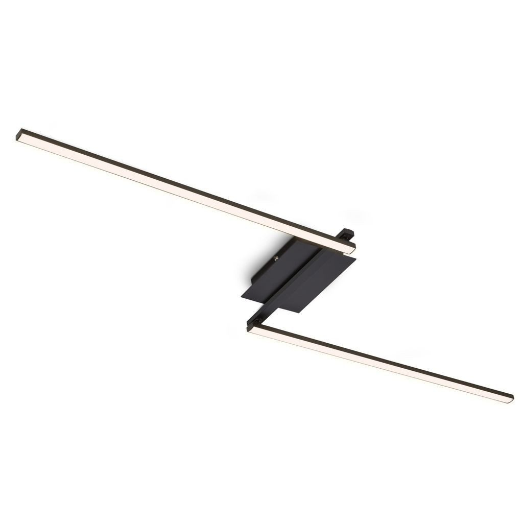 Briloner Leuchten LED Deckenleuchte 3500-015, LED fest integriert, 2700K - Extra-Warmweiß, Deckenlampe, 143,6x12x6,6cm, Schwarz, 12W, Wohnzimmer, Schlafzimmer