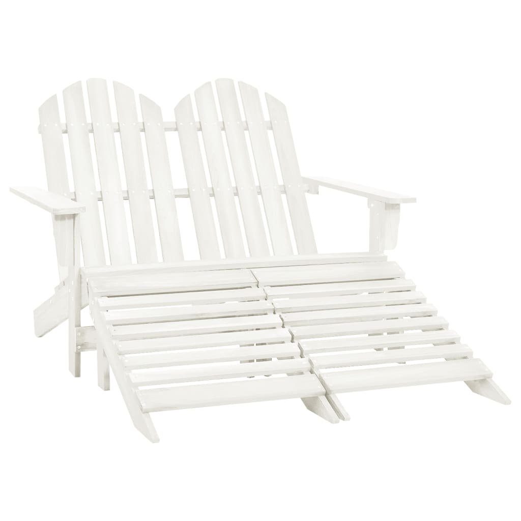 vidaXL Gartenstuhl 2-Sitzer Adirondack-Gartenbank mit Fußstütze Tannenholz Weiß (1 St) Weiß | Weiß