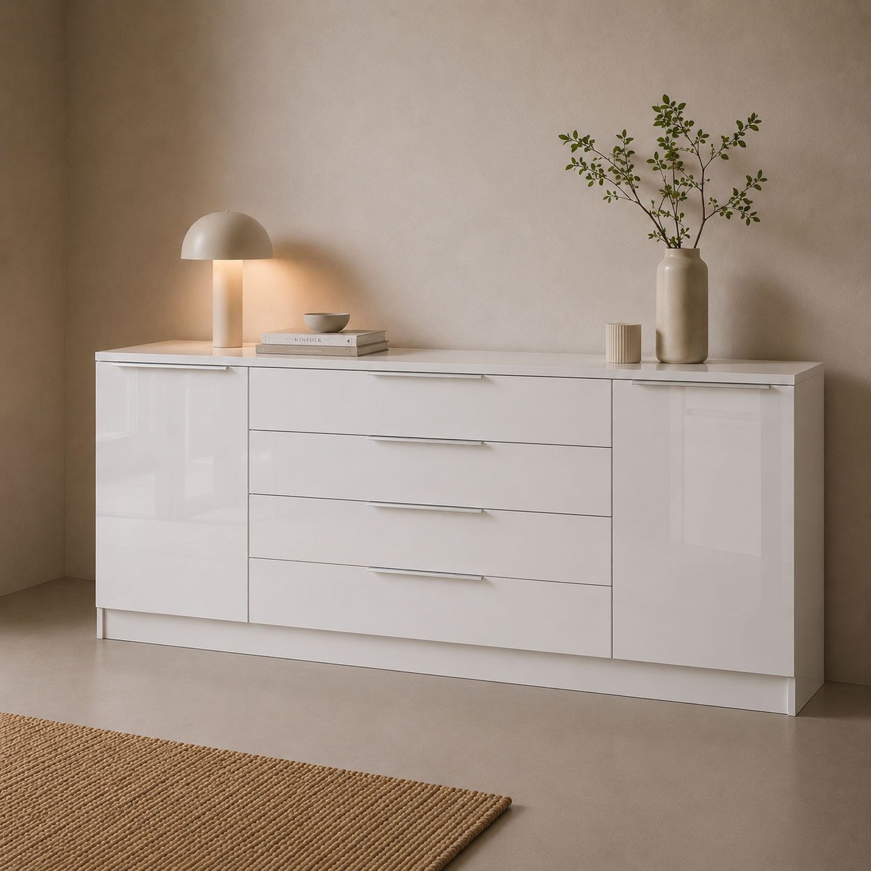 borchardt Möbel Kommode Oliva, Kommode mit Metallgriffen, Breite 200 cm, mit 4 Schubkästen