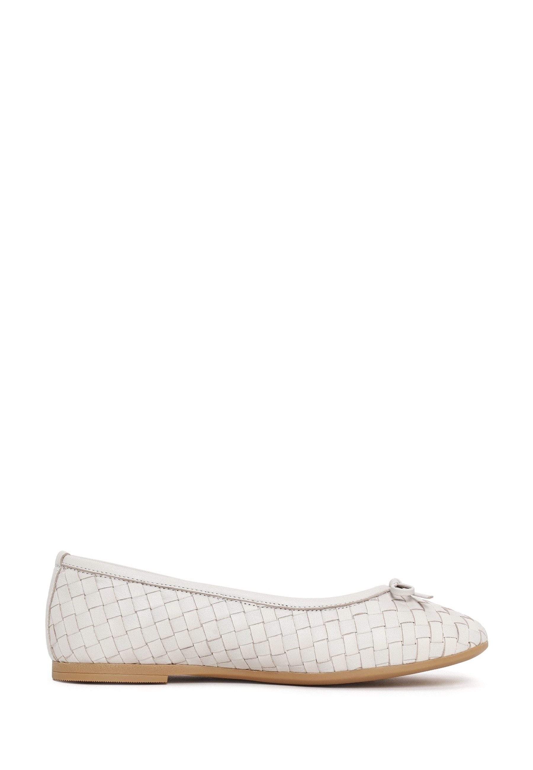 Derimod Ballerinas aus Leder Ballerina Echtes Leder, Slip-on-Design, Geflochtene Textur, Schleifendetail