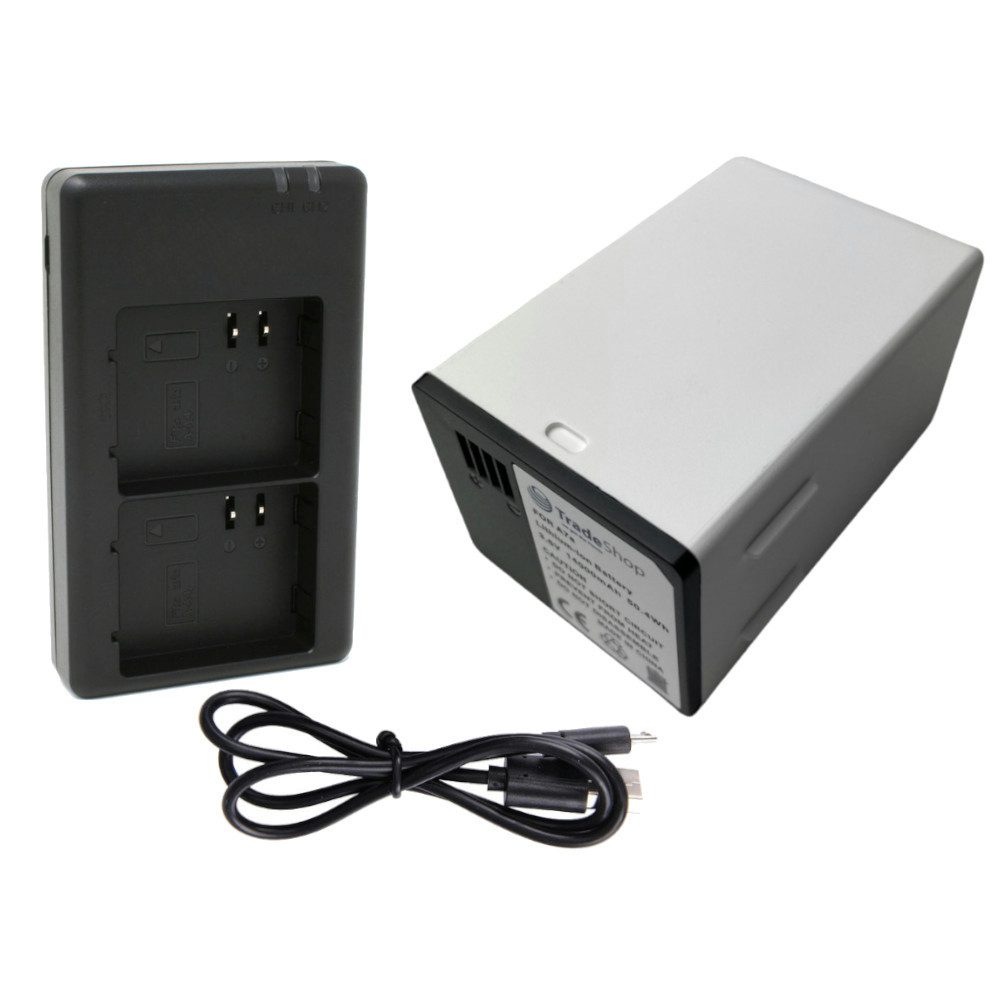 Trade-Shop 2in1 Set passend für Arlo Pro 3 Pro 4 XL, Ultra 2 XL Ladegerät + Kamera-Akku Li-Ion 14000 mAh (3,6 V), Mit Micro-USB und USB-C