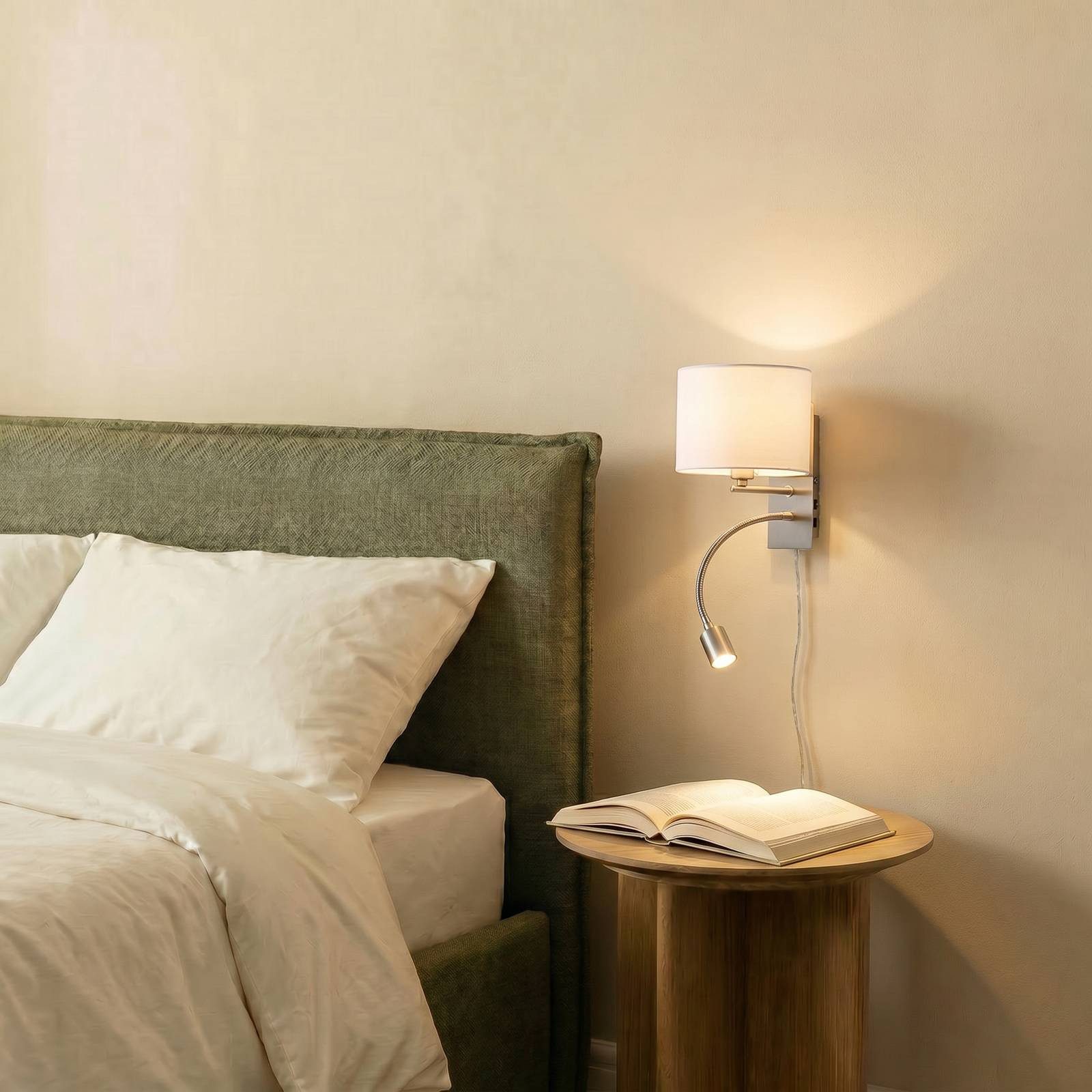Lindby Wandleuchte Florens, Alu warmweiß IP20, 1 x 40 W E14 (exkl) + 1 x 4 W LED (inkl), warmweiß