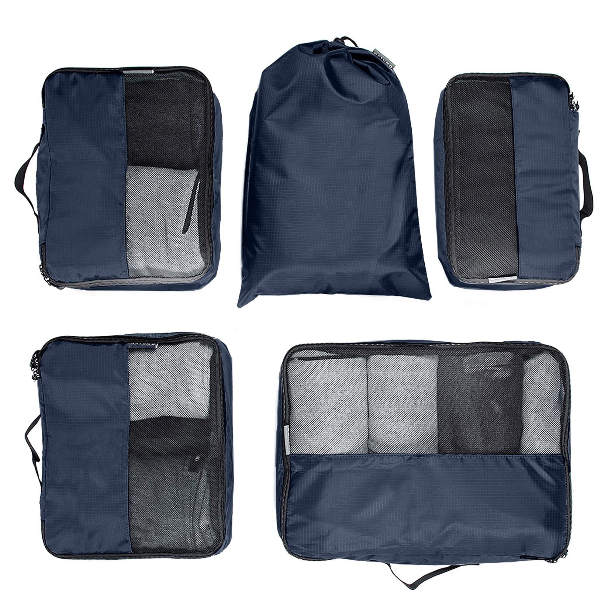 natumo Kofferorganizer 5-tlg Packing Cubes mit Wäschesack, Reise Packtaschen (5-tlg)