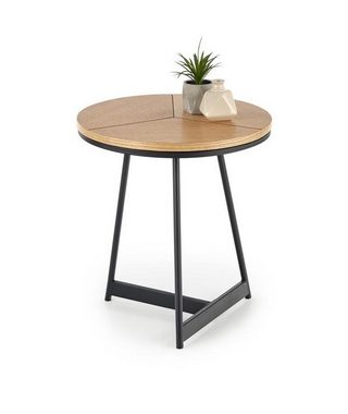 Cosy Home Ideas Beistelltisch Beistelltisch rund Holzplatte braun Metallgestell schwarz (1 Stück, 1-St., 1 Stück), Breite 45 cm, Tischplatte pflegeleicht