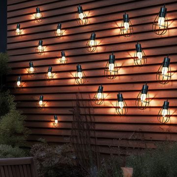 NOWA LED Solarleuchte, LED-Leuchtmittel fest verbaut, Warmweiß, Solar Lichterkette Außenleuchte 30x LED Laternen Retro Gartendeko