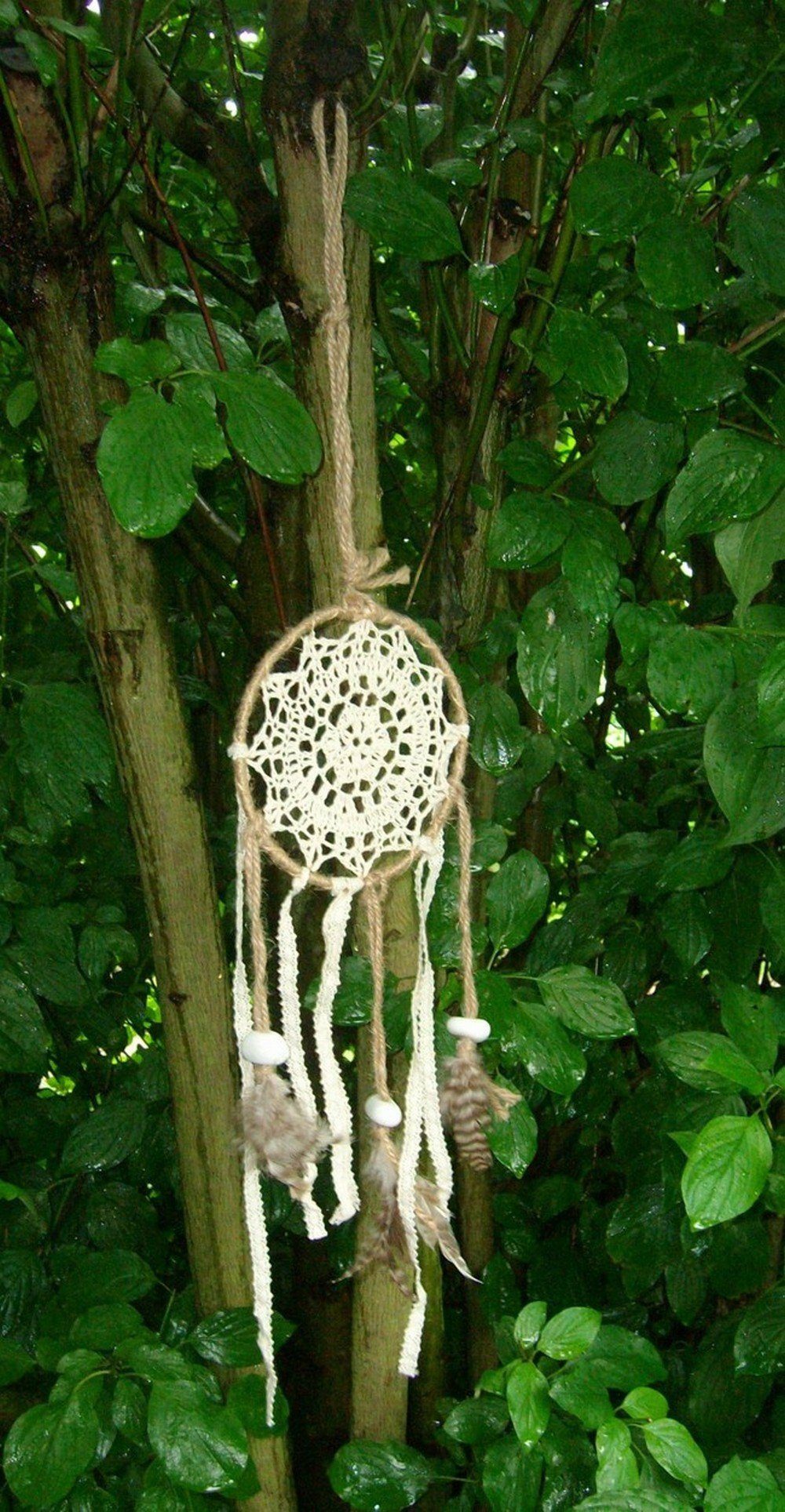 Deko-Impression Traumfänger Traumfänger Dreams natur Jute Leinen Federn Feng Shui (1 St)