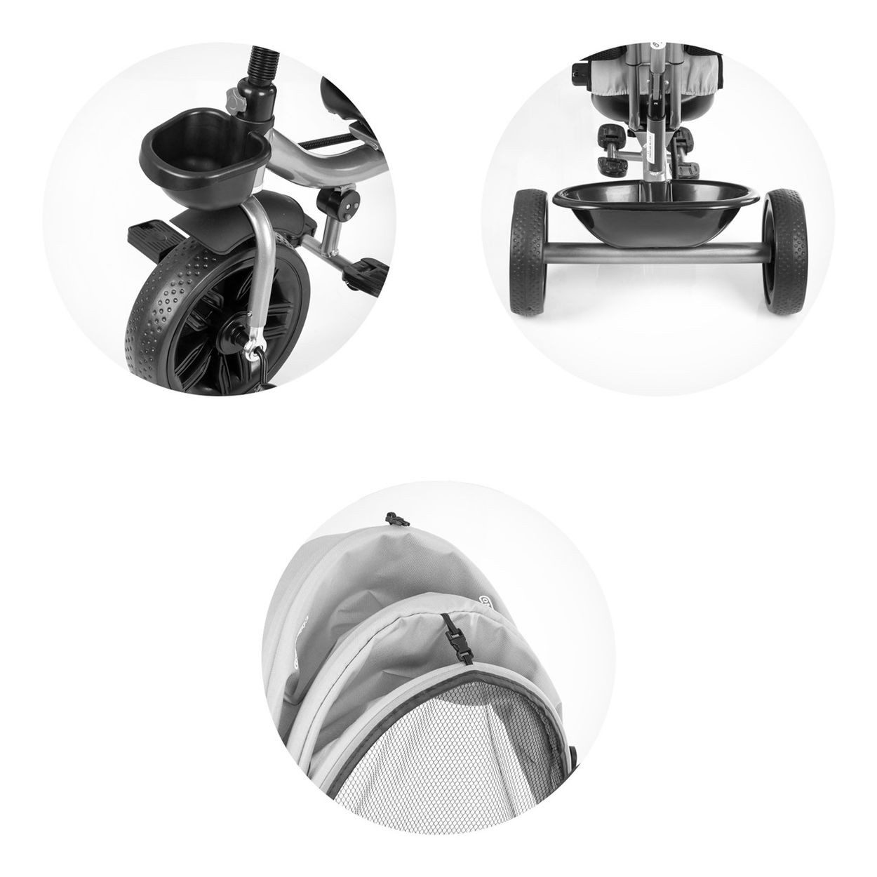 Babyshoppen Dreirad Geschwisterdreirad Tricycle Hip Hop, Schiebegriff, Sitze 360° drehbar, Gurte