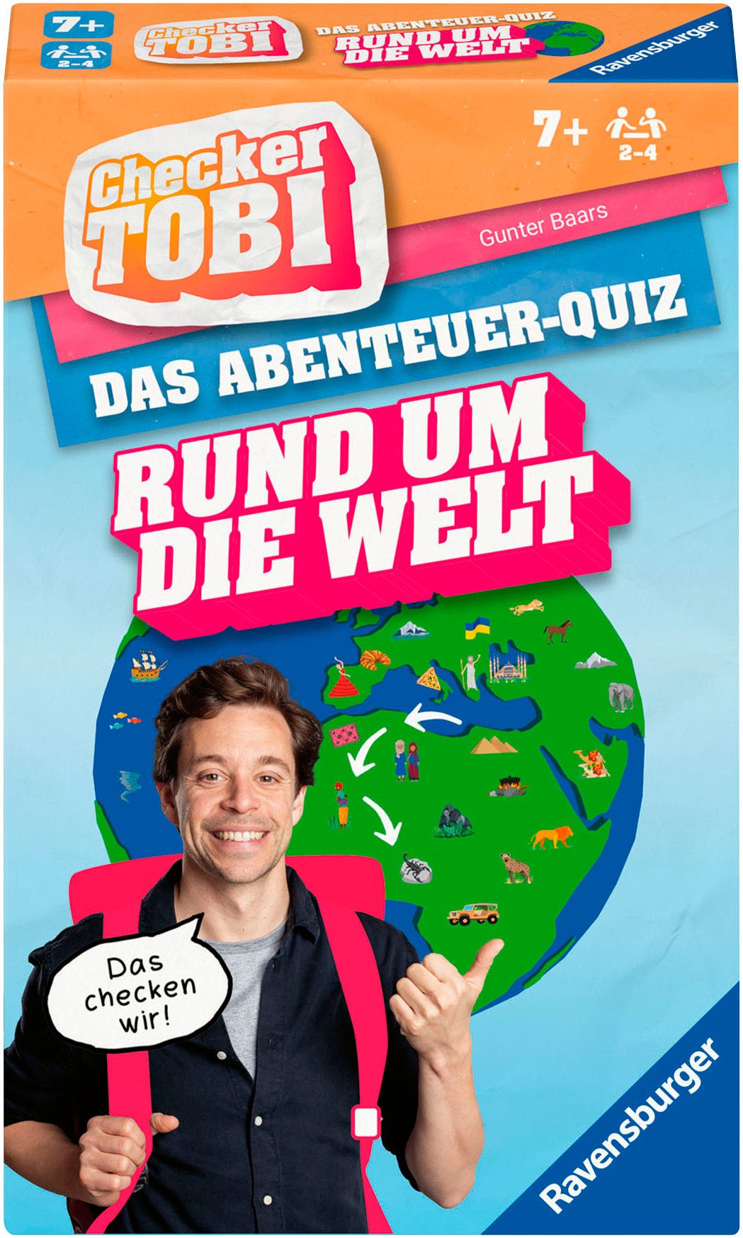 Ravensburger Spiel Checker Tobi: Rund um die Welt, Gesellschaftsspiel, Made in Europe