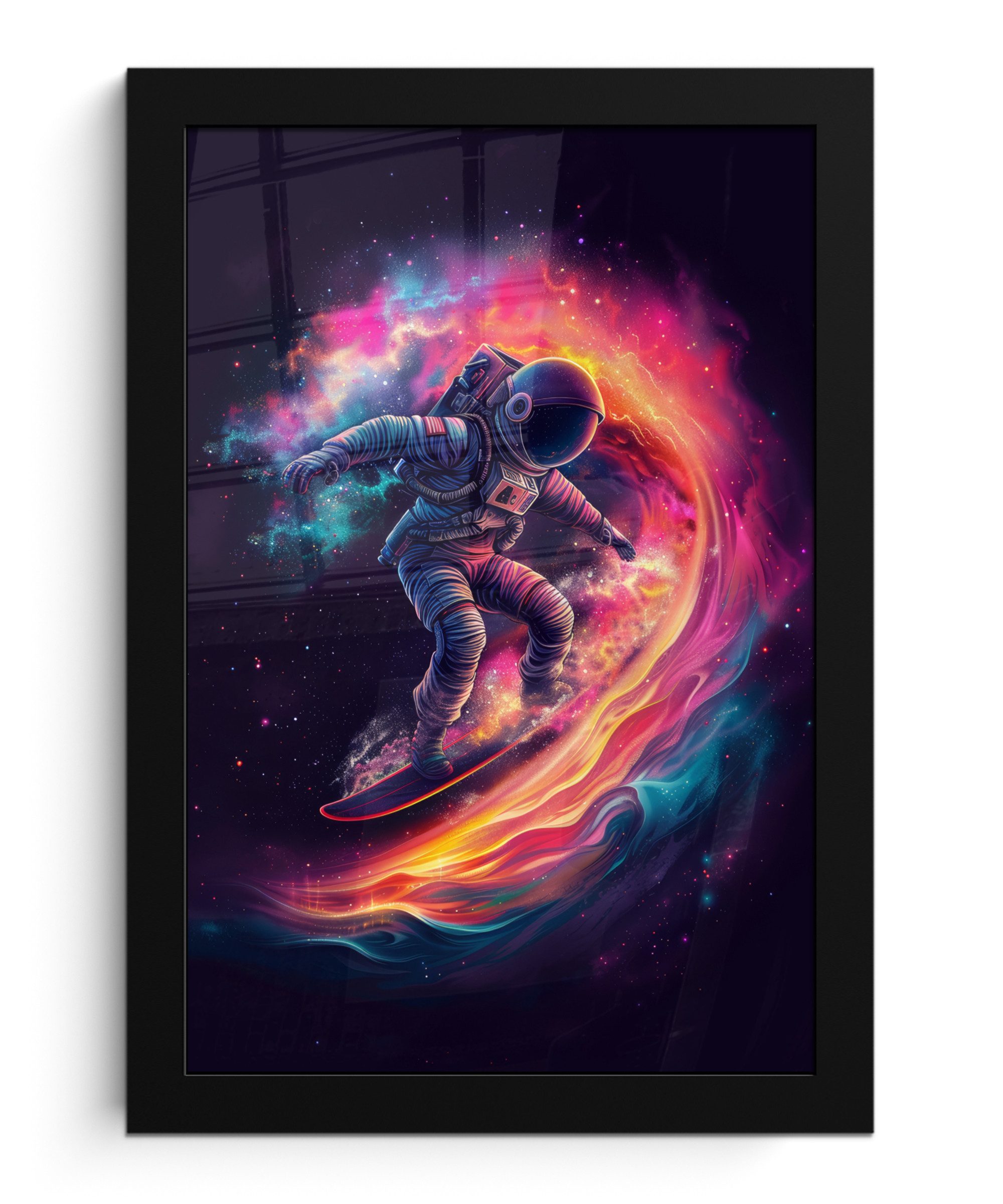 Poster Astronaut - Weltraum - Surfen - Farbenfroh