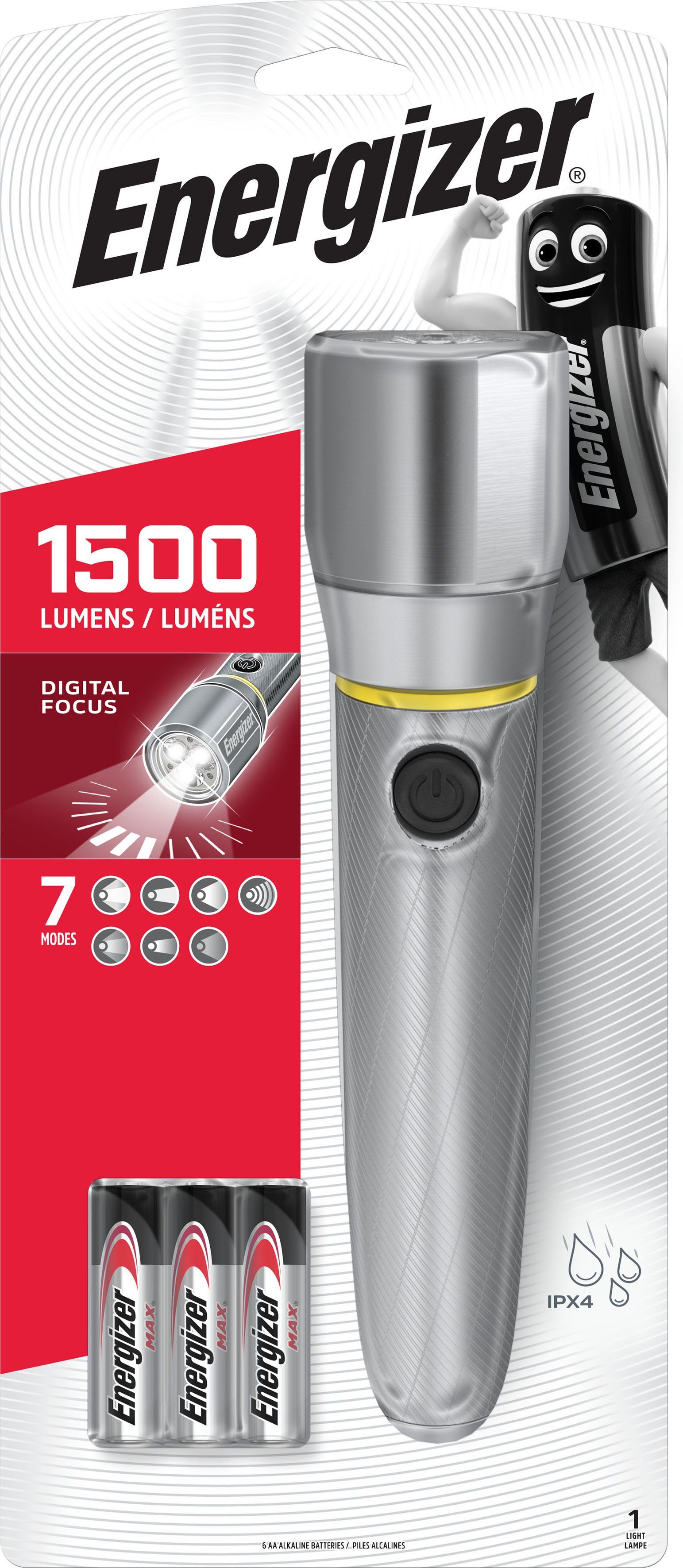 1500 LED Taschenlampe Lumen 6AA Energizer Vision HD metal