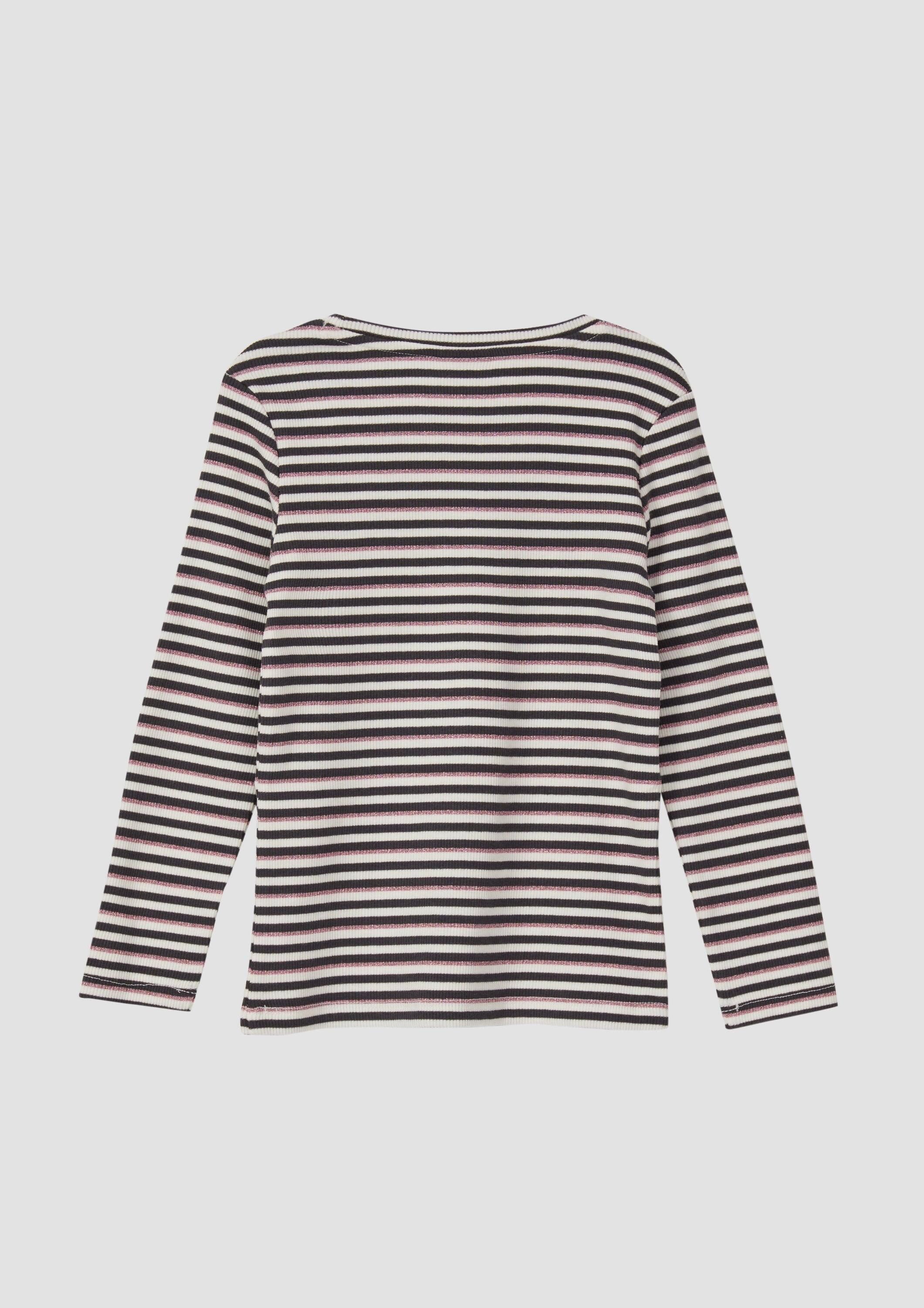 s.Oliver Langarmshirt T-Shirt Gestreiftes Longsleeve im Slim Fit mit Glitzergarn