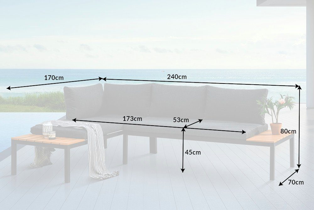 modulares anthrazit grau, · ORLANDO wetterfest LOUNGE Outdoor-Lounge Aluminium / 240cm (Einzelartikel, · · 1-tlg), Sitzgruppe Garten riess-ambiente · Design