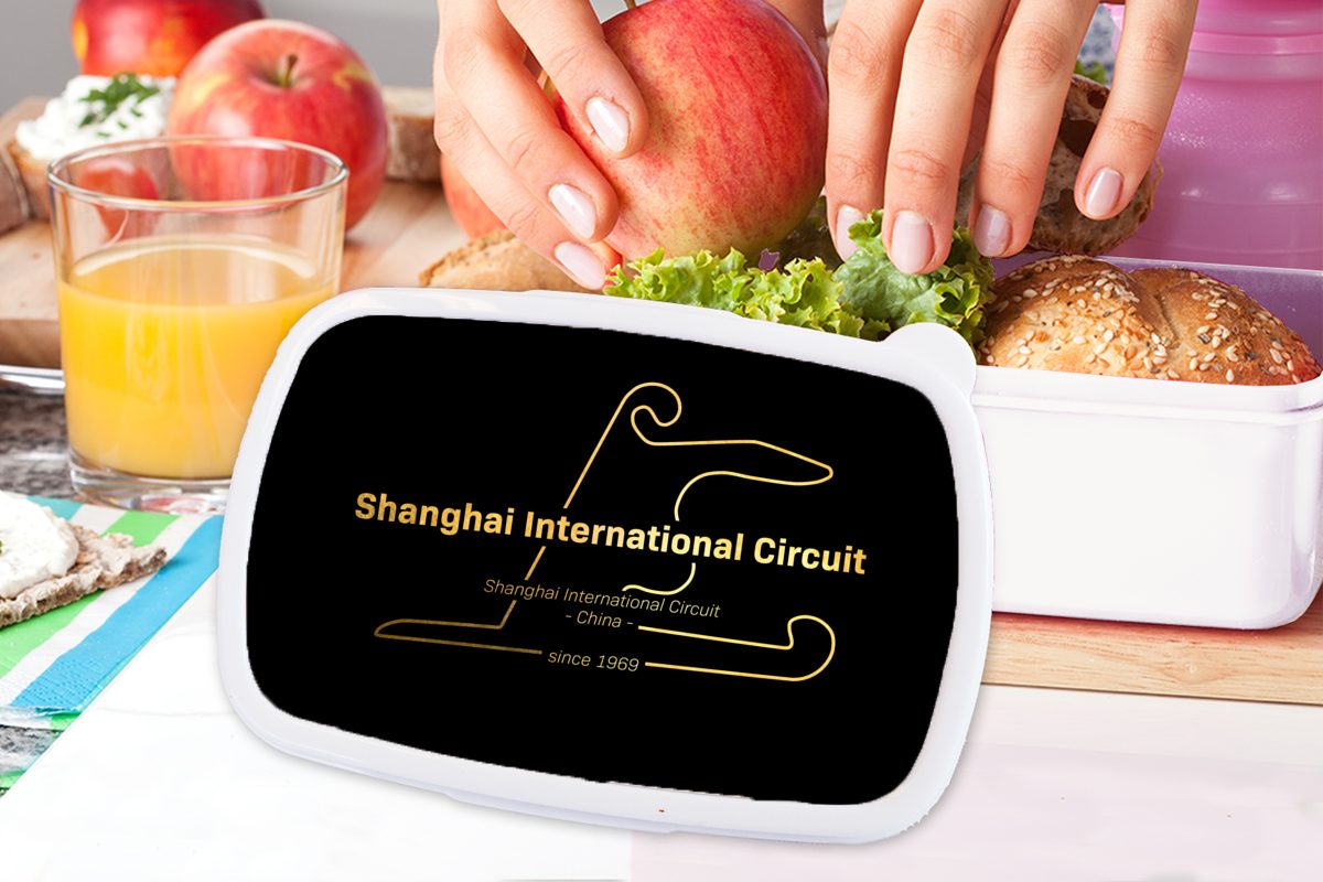 Kinder für und Brotdose, MuchoWow Jungs Formel 1 Kunststoff, Rennstrecke, Erwachsene, und Shanghai Lunchbox weiß - für - Mädchen Brotbox (2-tlg),