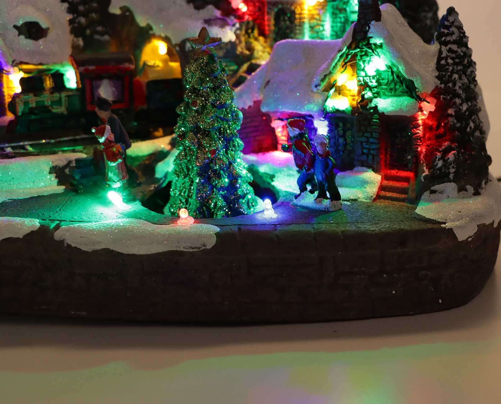LuVille Weihnachtsdorf im Schnee mit Animation Licht, Weihnachtsdorf und Weihnachtszug mit